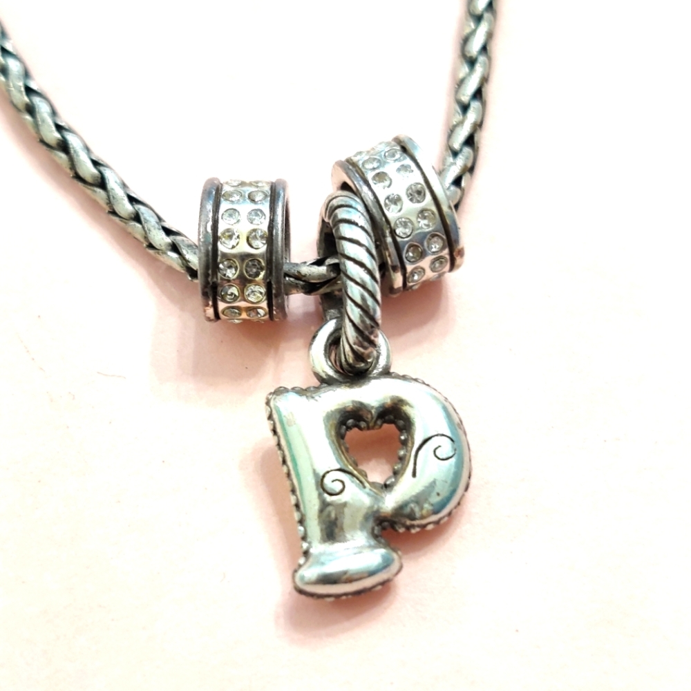 Brighton "P" Letter Charm and 2 Rinestone spacers